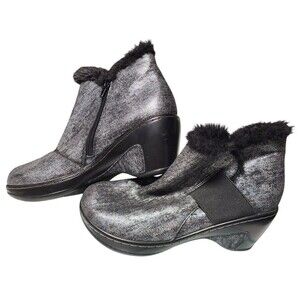 JBU by Jambu Women's Mila Ankle Booties Gray Size 10 Faux Fur Lining Vegan Upper